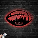 Sports Metal Sign Personalized Boston Skyline American Football Player Name 1