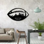 Sports Metal Sign Personalized Boston Skyline American Football Player Name 1