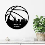 Sports Metal Sign Personalized Chicago Skyline Basketball Player Name 1