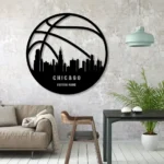 Sports Metal Sign Personalized Chicago Skyline Basketball Player Name 1