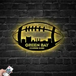 Sports Metal Sign Personalized Green Bay Skyline American Football Player Name 1