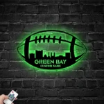 Sports Metal Sign Personalized Green Bay Skyline American Football Player Name 1