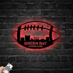 Sports Metal Sign Personalized Green Bay Skyline American Football Player Name 1