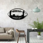 Sports Metal Sign Personalized Green Bay Skyline American Football Player Name 1