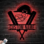 Sports Metal Sign Personalized Helmet Cricket Bat Name 1