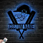 Sports Metal Sign Personalized Helmet Cricket Bat Name 1