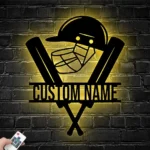 Sports Metal Sign Personalized Helmet Cricket Bat Name 1