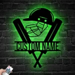 Sports Metal Sign Personalized Helmet Cricket Bat Name 1