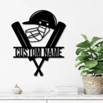Sports Metal Sign Personalized Helmet Cricket Bat Name 1