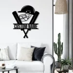 Sports Metal Sign Personalized Helmet Cricket Bat Name 1