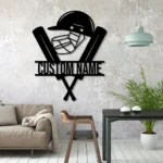 Sports Metal Sign Personalized Helmet Cricket Bat Name 1