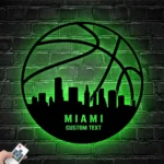 Sports Metal Sign Personalized Miami Skyline Basketball Player Name 1