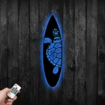 Sports Metal Sign Sea Turtle Swimming Surfboard 1