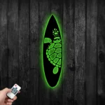 Sports Metal Sign Sea Turtle Swimming Surfboard 1