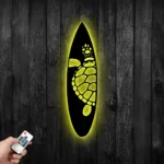 Sports Metal Sign Sea Turtle Swimming Surfboard 1