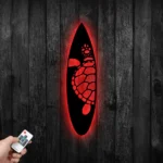 Sports Metal Sign Sea Turtle Swimming Surfboard 1