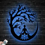 Sports Metal Sign Yoga Buddha Woodland 1