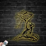 Sports Metal Sign Yoga Girl Tree 1