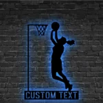 Sports Metal Sign Young Lady Playing Basketball 1