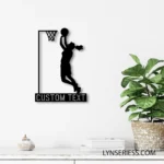 Sports Metal Sign Young Lady Playing Basketball 1