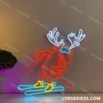 Sports Neon Sign Moose Skiing 1