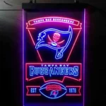 Tampa Bay Buccaneers Neon Sign Skull Flag Crest 1