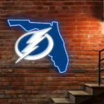 Tampa Bay Lightning Neon Sign Florida State Map 1