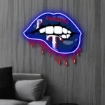 Texas Rangers Neon Sign Dripping Lips 1