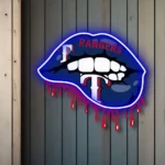 Texas Rangers Neon Sign Dripping Lips 1