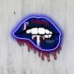 Texas Rangers Neon Sign Dripping Lips 1
