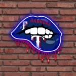 Texas Rangers Neon Sign Dripping Lips 1