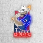 Texas Rangers Neon Sign Mascot Acrylic 1