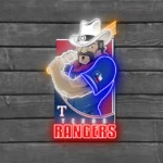 Texas Rangers Neon Sign Mascot Acrylic 1