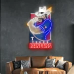 Texas Rangers Neon Sign Mascot Acrylic 1