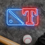 Texas Rangers Neon Sign Mlb Logo 1