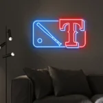 Texas Rangers Neon Sign Mlb Logo 1