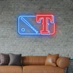 Texas Rangers Neon Sign Mlb Logo 1