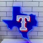 Texas Rangers Neon Sign Texas State Map 1