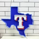 Texas Rangers Neon Sign Texas State Map 1