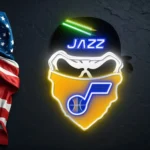 Utah Jazz Neon Sign Skull 1