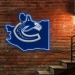 Vancouver Canucks Neon Sign Vancouver State Map 1