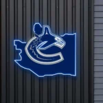 Vancouver Canucks Neon Sign Vancouver State Map 1