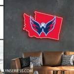 Washington Capitals Neon Sign Washington State Map 1