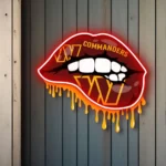 Washington Commanders Neon Sign Dripping Lips 1