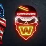 Washington Commanders Neon Sign Skull 1