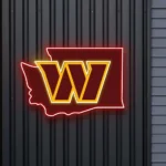 Washington Commanders Neon Sign Washington State Map 1