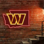 Washington Commanders Neon Sign Washington State Map 1