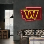 Washington Commanders Neon Sign Washington State Map 1