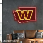 Washington Commanders Neon Sign Washington State Map 1