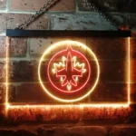 Winnipeg Jets Neon Sign Spiky Leaf Crest 1